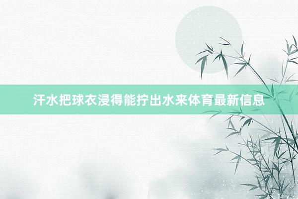 汗水把球衣浸得能拧出水来体育最新信息